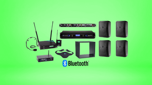 Assorted sound system products including speakers and systems offering bluetooth.